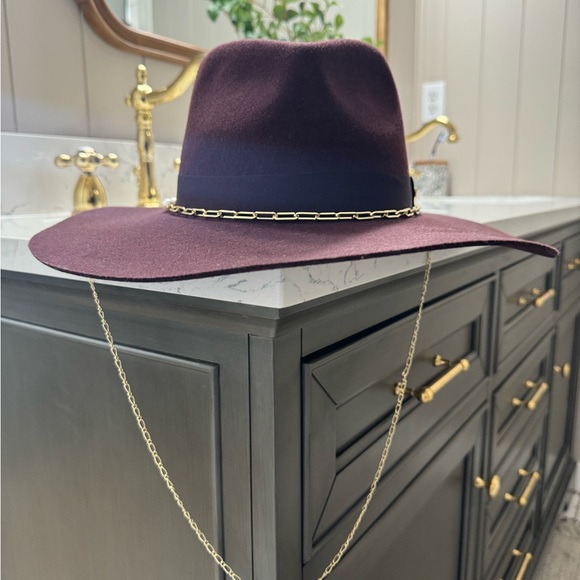 Gigi Pip Raine Wide Brim Fedora in Dark Cherry main image 4